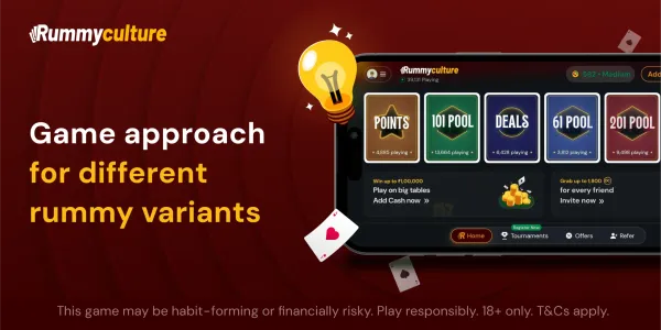 Game approach for different rummy variants
